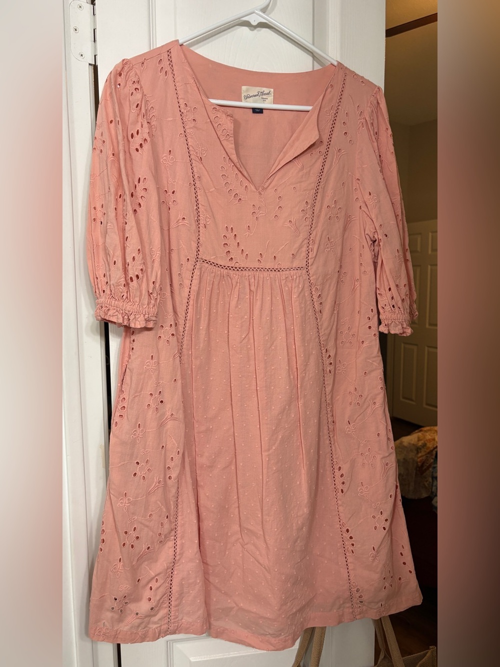 Universal Thread Dusty Pink Eyelet Cotton Dress for women